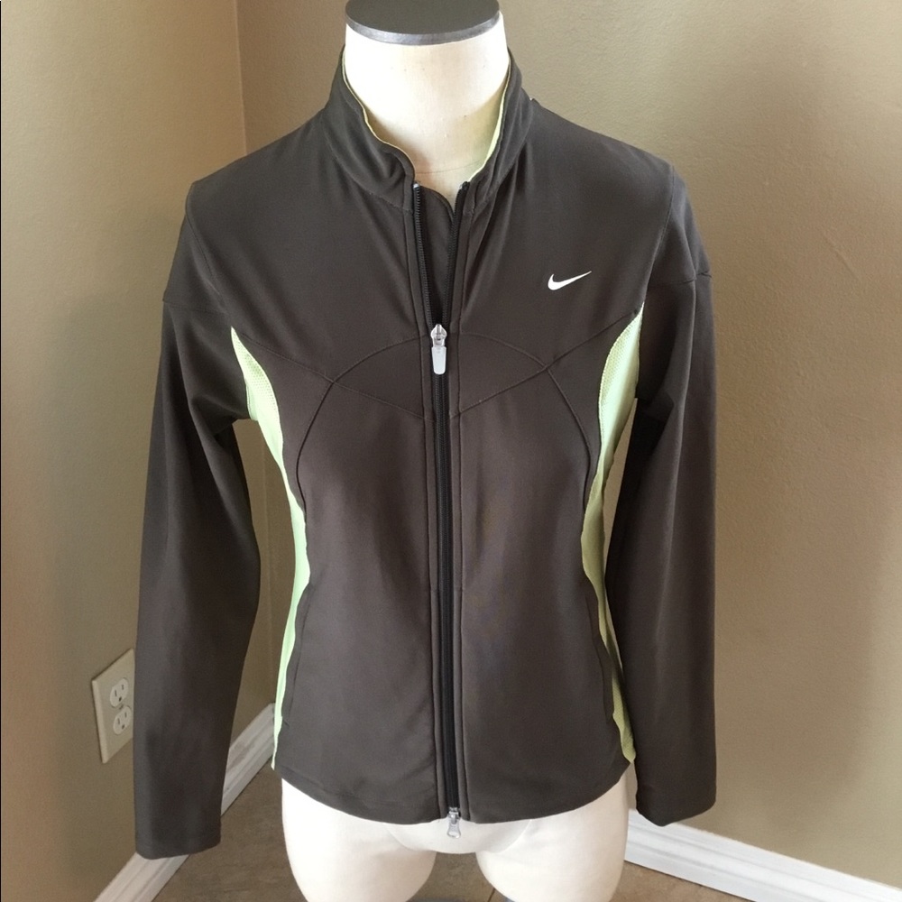 Nike Fit Dry brown/lime lightweight zipper jacket